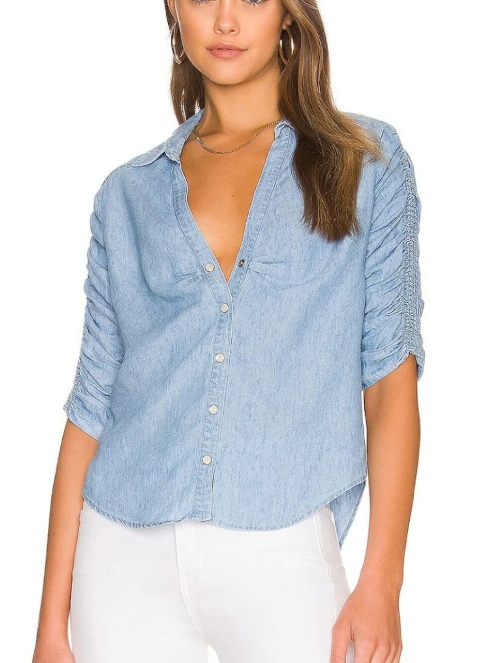 Veronica Beard Lakeshore Porta Denim Chambray Shirt Blue Size Small